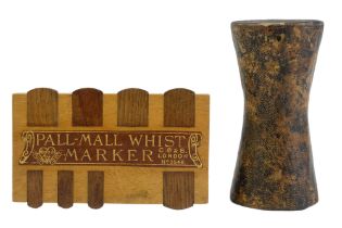 An early 20th Century wooden Pall-Mall Whist Marker by CG & S of London, together with a leather-