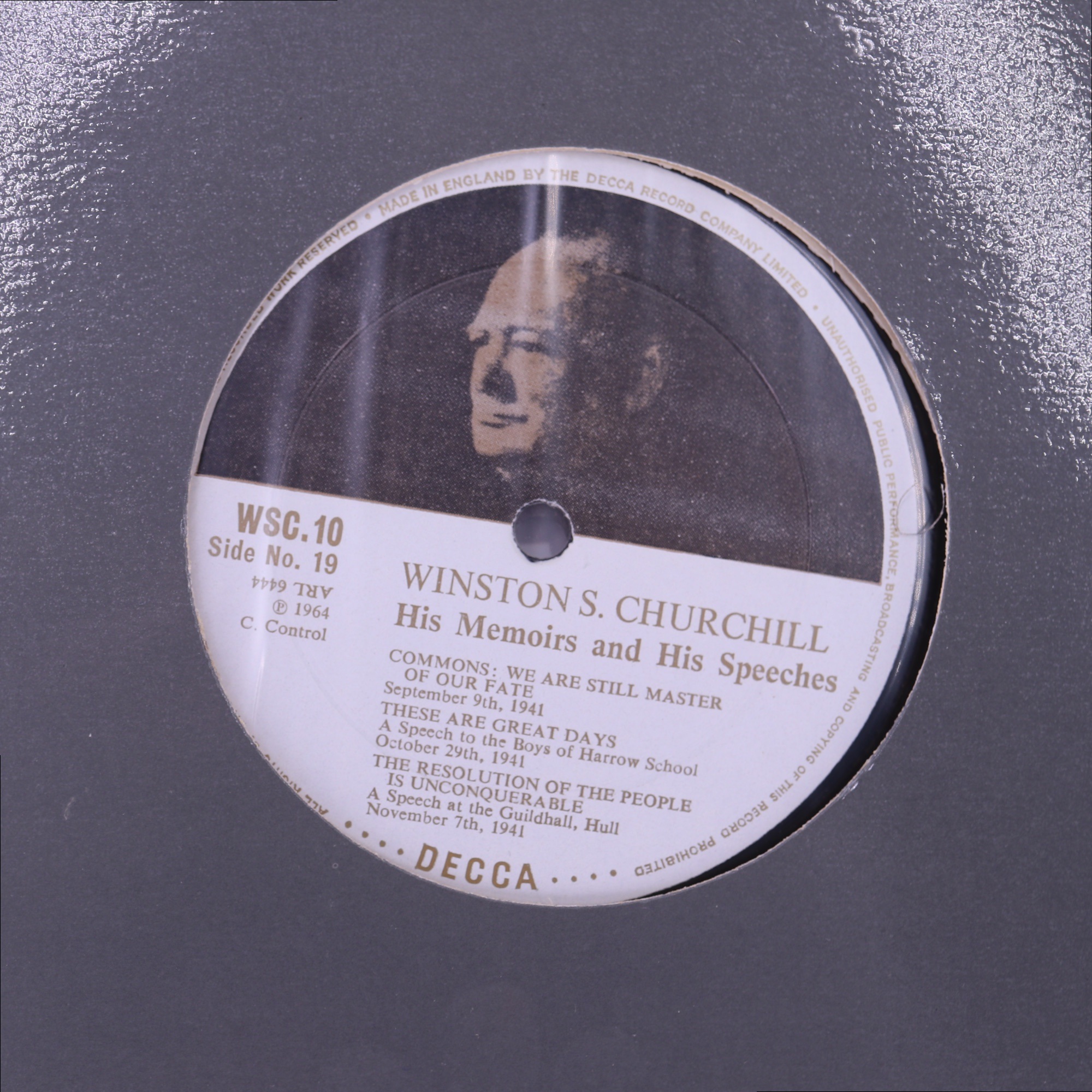 A 12-disc set of "Winston S Churchill, His Memoirs and His Speeches" 33 rpm vinyl records, Decca, - Image 11 of 13