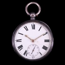 A Victorian silver pocket watch by R B Kirby of Malton, having a lever movement and white enamel