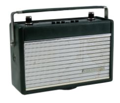 A 1960s Dynatron Rally Broadcast portable radio, 25 x 9 x 17 cm excluding handle