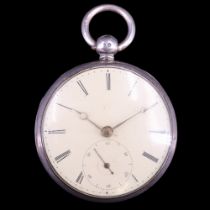 A Victorian silver pocket watch by William Alexander of Hexham, having a patent lever movement and