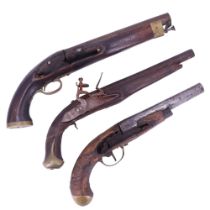 Three relic antique flintlock pistols