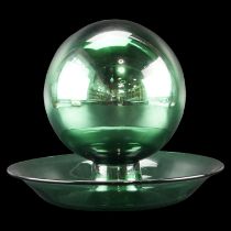 A Victorian free-blown green mercury glass fortune teller's ball, 26 cm diameter x 21 cm tall