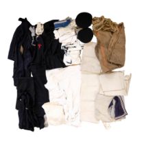 A large quantity of 1940s-1950s Royal Navy ratings' clothing and kit including caps, square rig,