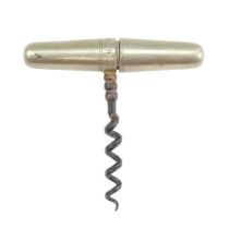 A Victorian pocket folding roundlet corkscrew by George Wright and Charles Bailey, having a