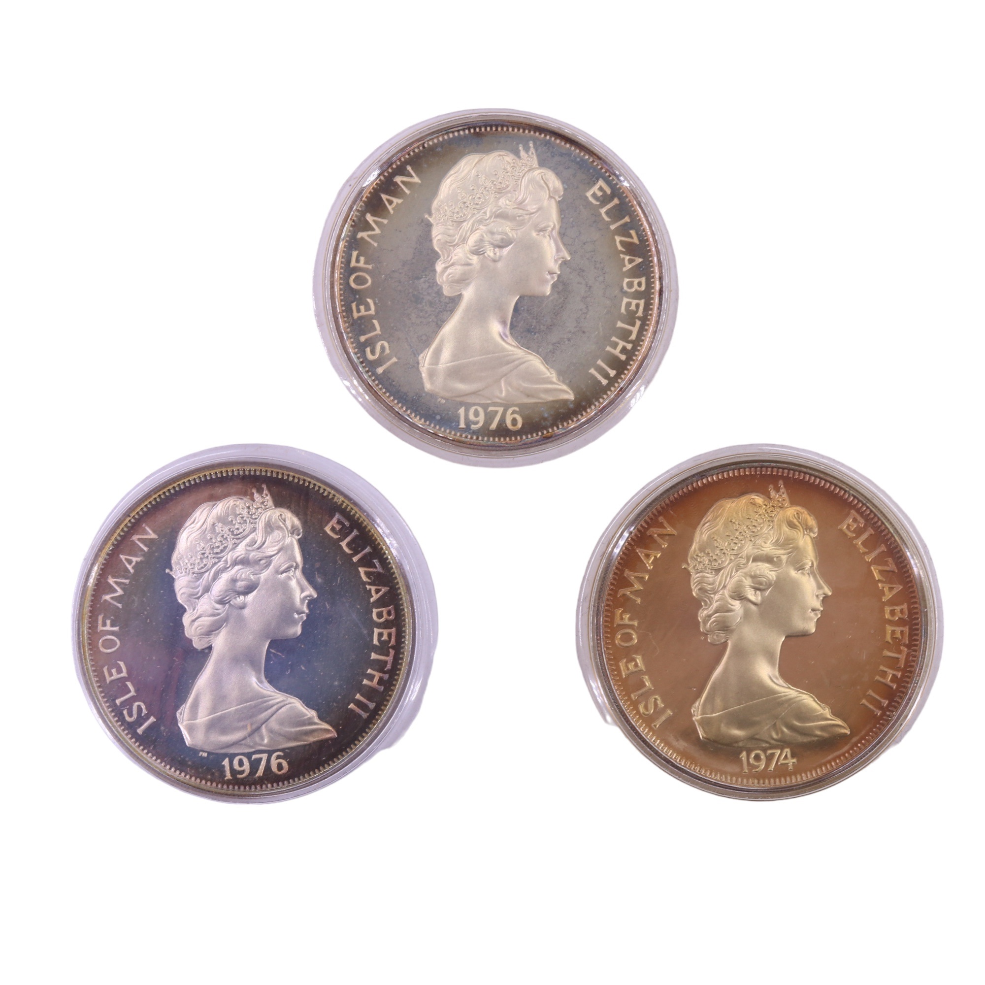 Three cased Pobjoy Mint silver proof crown coins comprising a horse tram centenary, American - Image 3 of 3