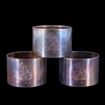 Three early 20th Century 6th Battalion Northumberland Fusiliers electroplate mess napkin rings