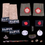 A group of 7th Rajput Regiment badges, 5th Indian Infantry Division formation signs and related