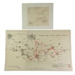 Two early-to-mid 20th Century maps of Electric Tramways in Lancashire and Yorkshire, lithographic