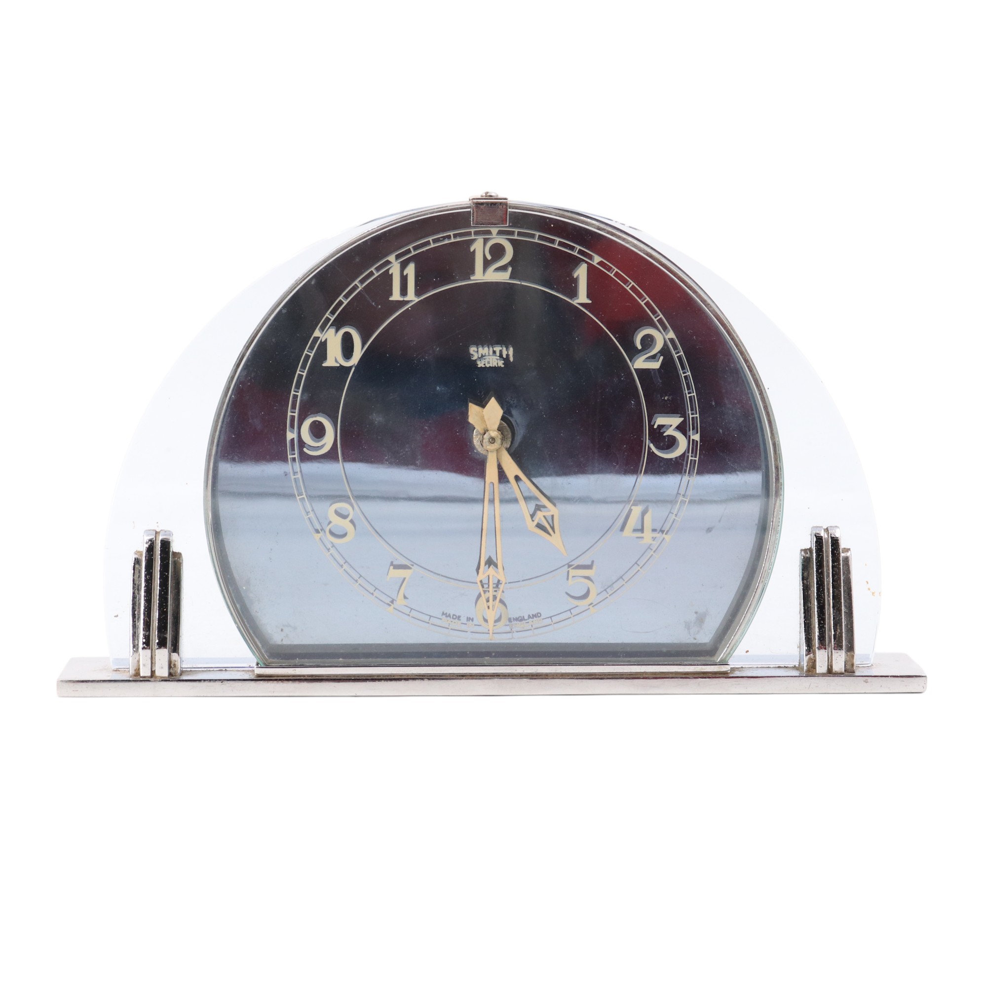 A 1930s Smiths Sectric Art Deco chromium electroplate, blue and green glass electric mantle clock, - Image 2 of 3