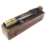 A large Vickers Armstrong No 671 artillery sight in wooden transit case, approx 58 cm