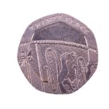 A 2008 twenty pence coin, Elizabeth II 4th portrait; undated mule