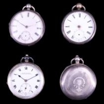 Four various silver pocket watches, (a/f)