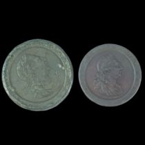 A George III 1797 "cartwheel" two pence coin together with two farthings