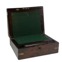 A Victorian brass-mounted rosewood portable writing desk, 30 cm x 22 cm x 11 cm