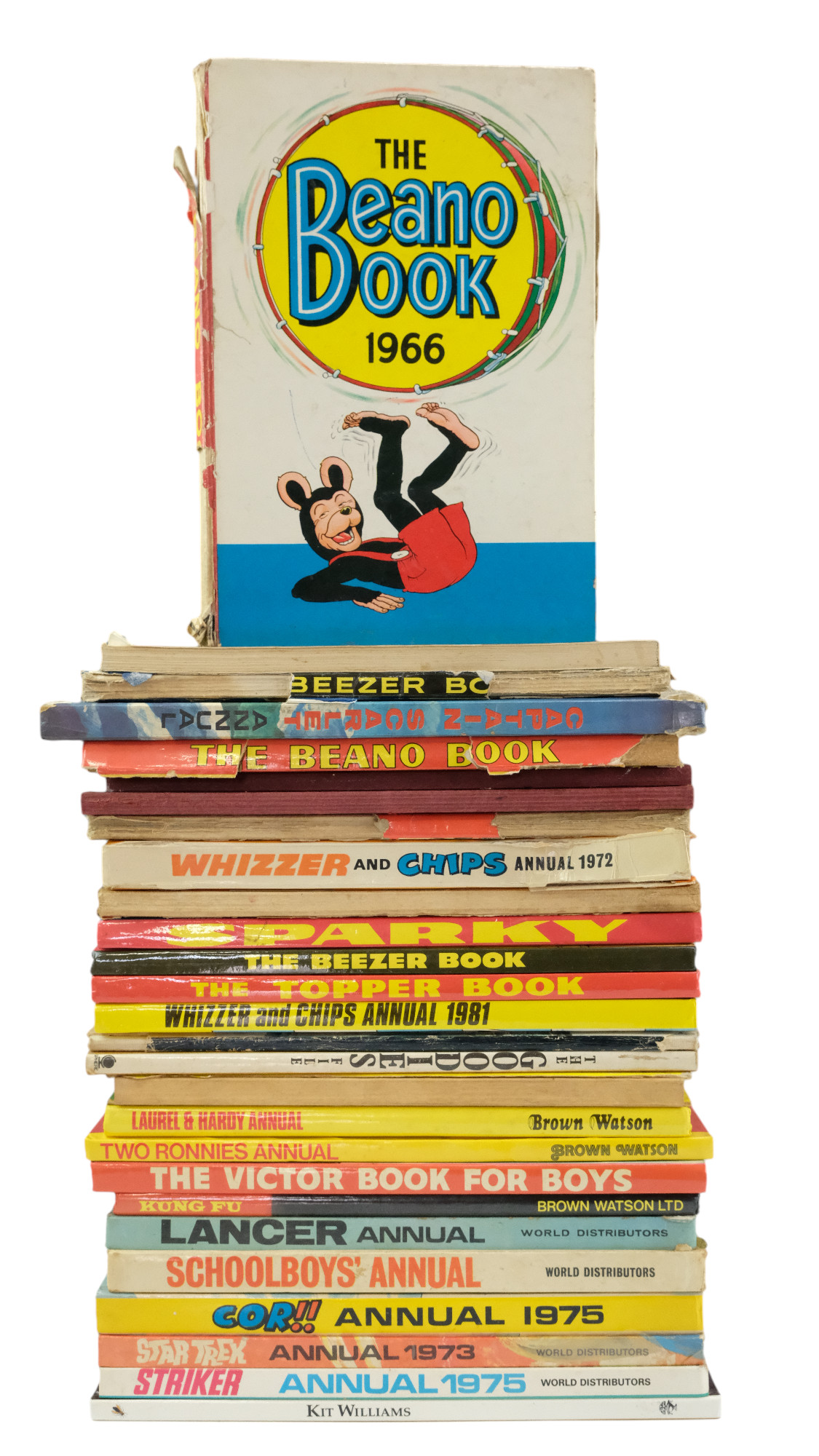A quantity of 1970s children's annuals including Captain Scarlet, Laurel and Hardy, The Beano, etc