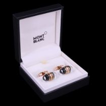 A pair of Montblanc StarWalker gold-plated steel and lacquer cufflinks, in original case and