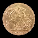 A 1911 gold sovereign coin