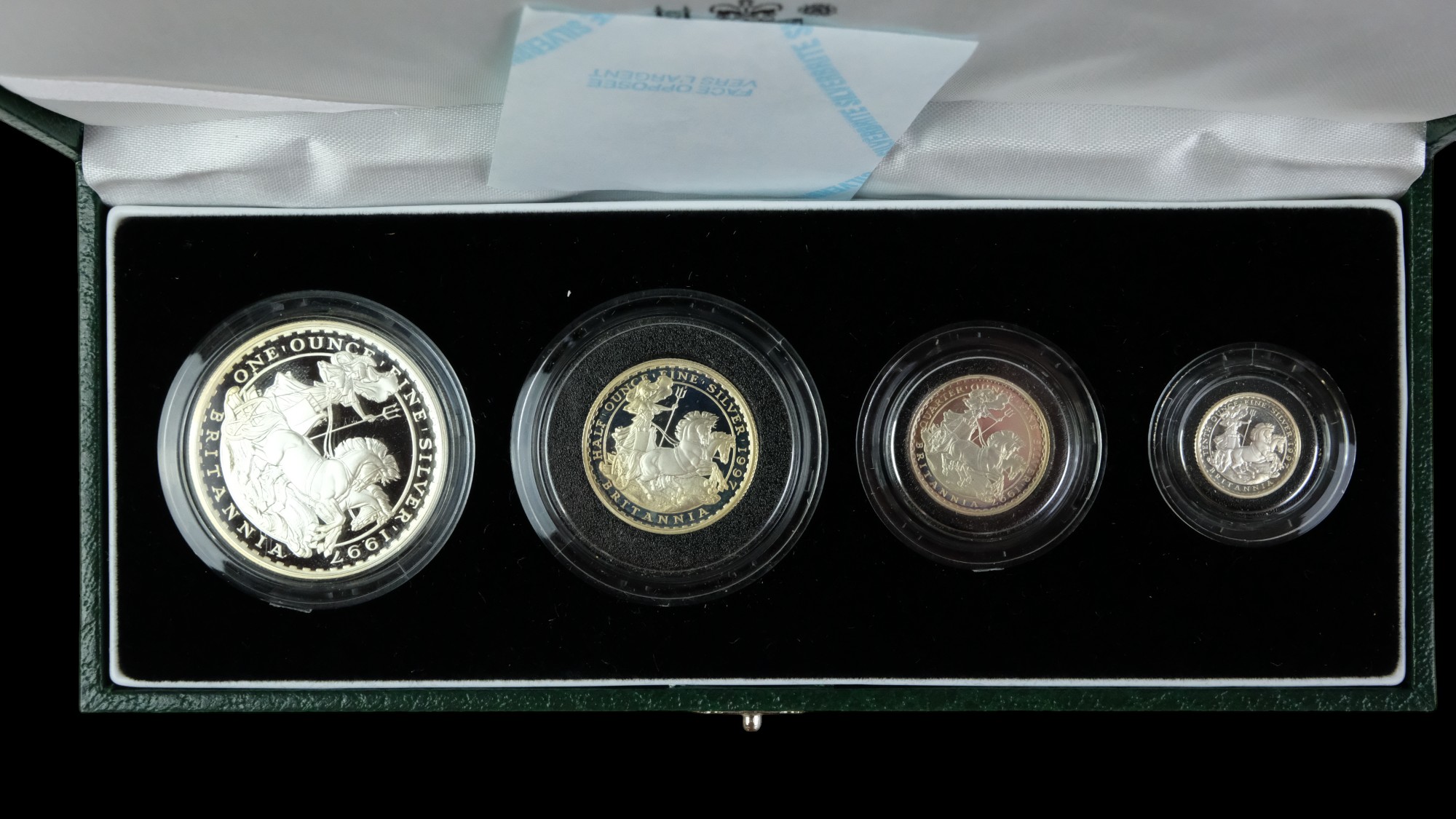 A cased Royal Mint 1997 Silver Proof Britannia four coin collection - Image 2 of 5