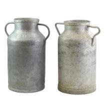 Two galvanised milk churns, 48 cm