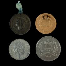 A group of exonumia including a Halifax Jubilee Memorial medal, an Edinburgh Castle Scottish