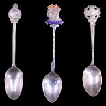 Two silver 1935 Jubilee souvenir teaspoons together with an Edwardian silver Society of Miniature
