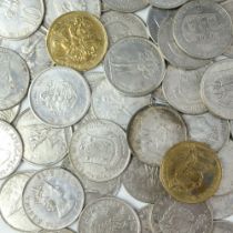 A group of silver reproduction world coins, 1004 g