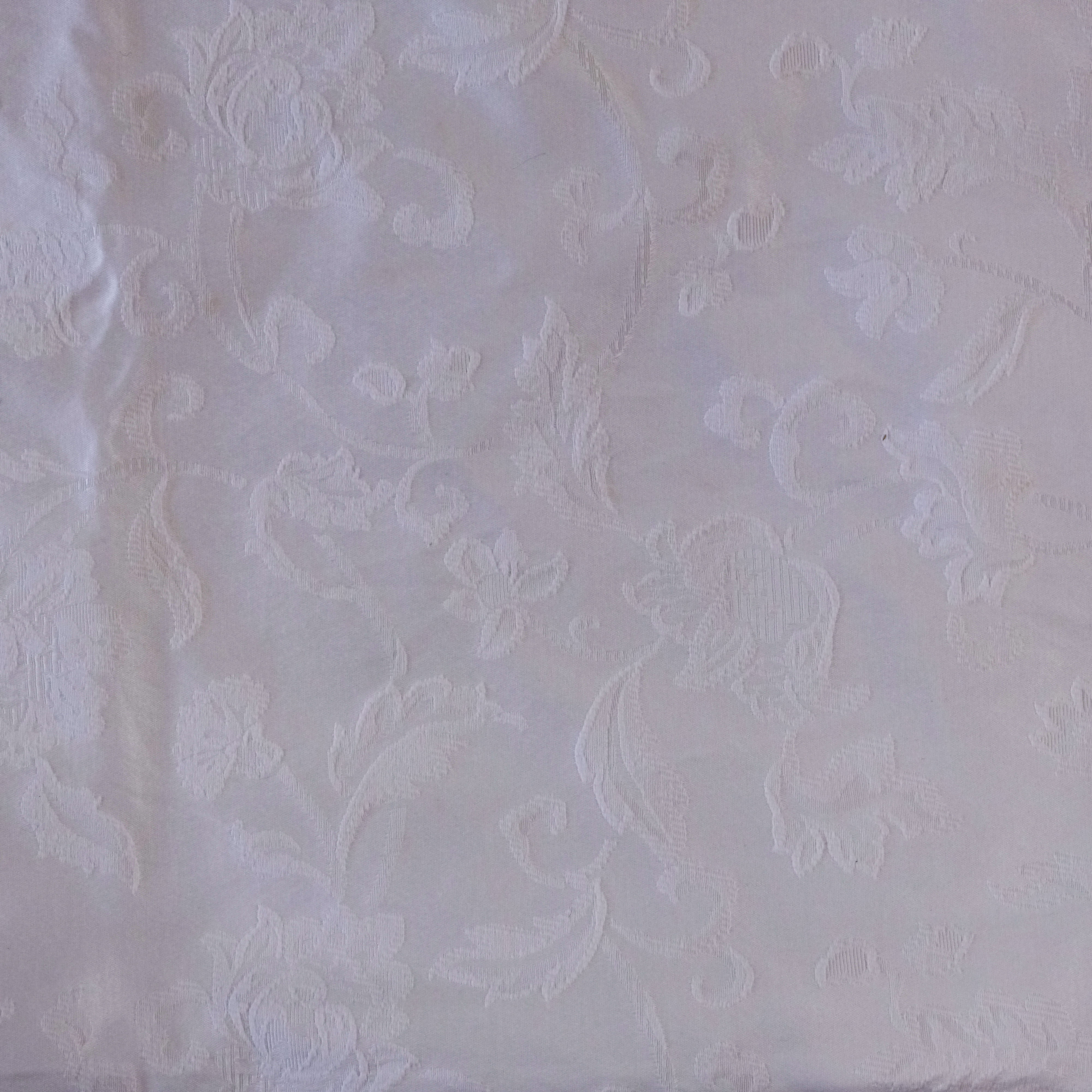 Three pairs of quality ivory, white and floral vine pattern curtains, double width and fully