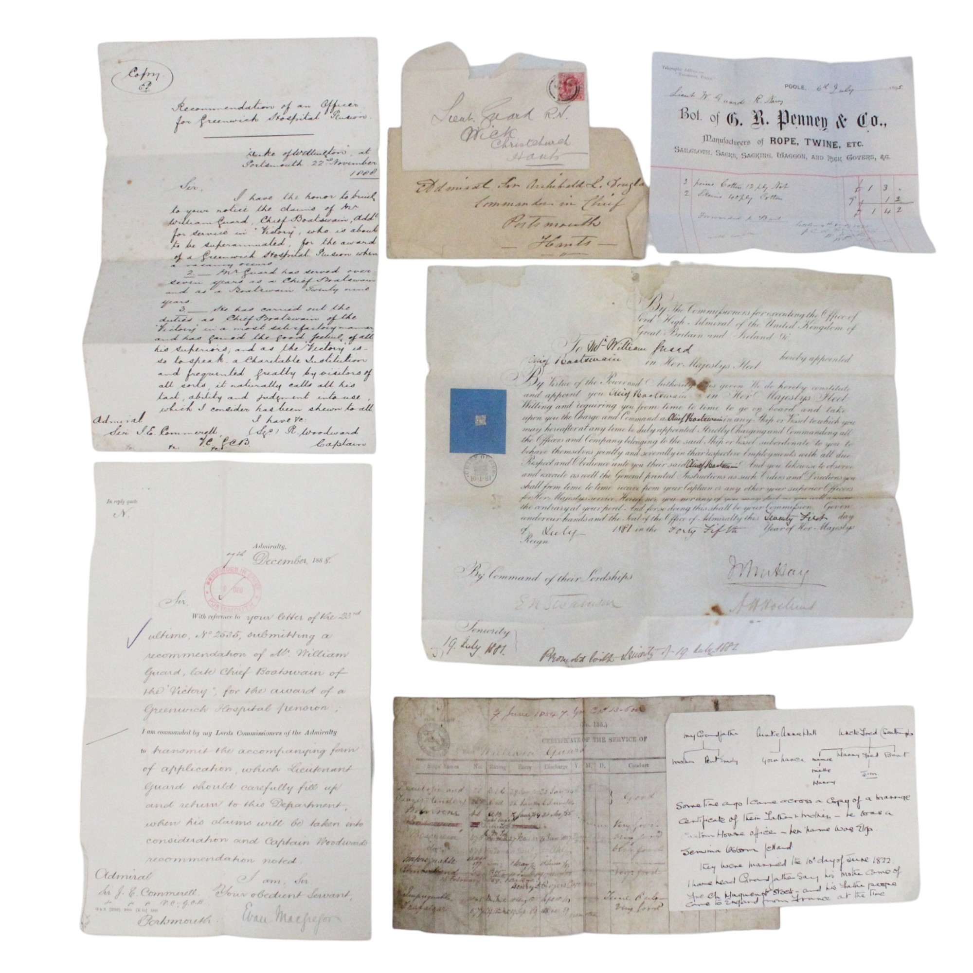 An uncommonly extensive group of Victorian Royal Navy service records and official documents - Image 2 of 11