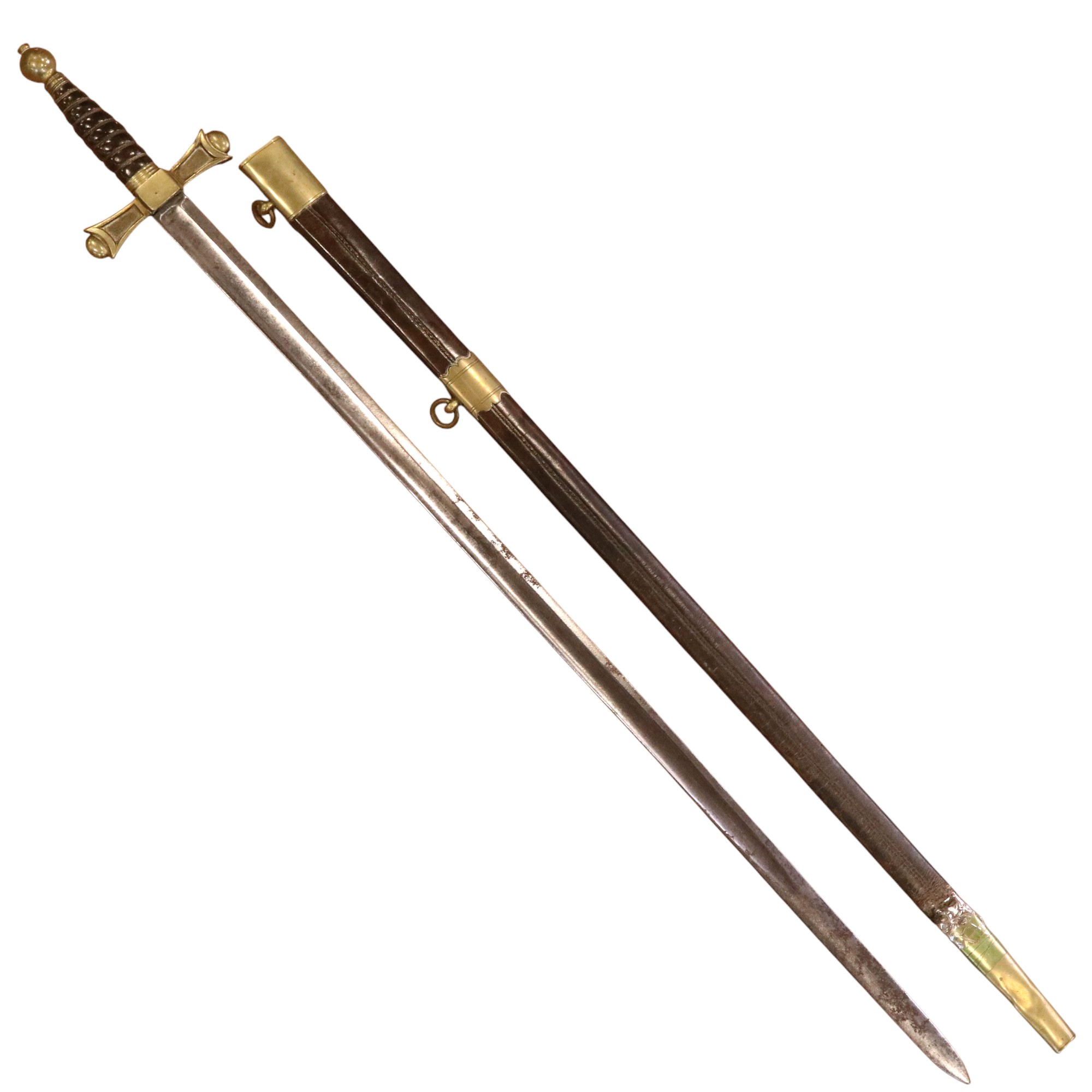 A 19th Century Masonic or similar sword, having a single-fullered backsword blade, its hilt - Image 2 of 2