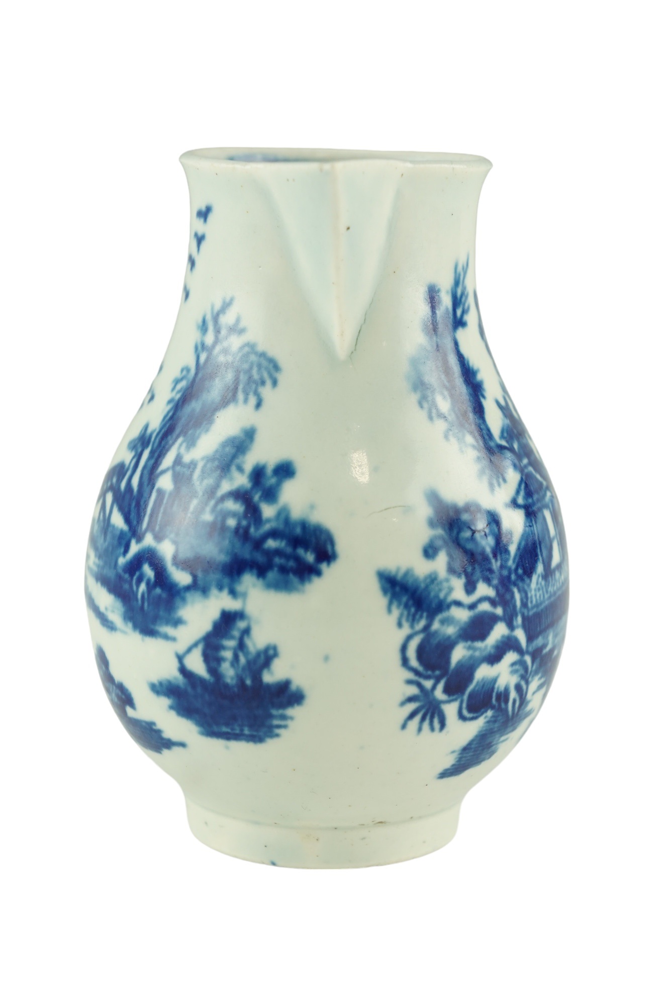 A late 18th Century Worcester blue-and-white sparrow beak baluster cream jug, circa 1760, 9.5 cm - Image 2 of 6