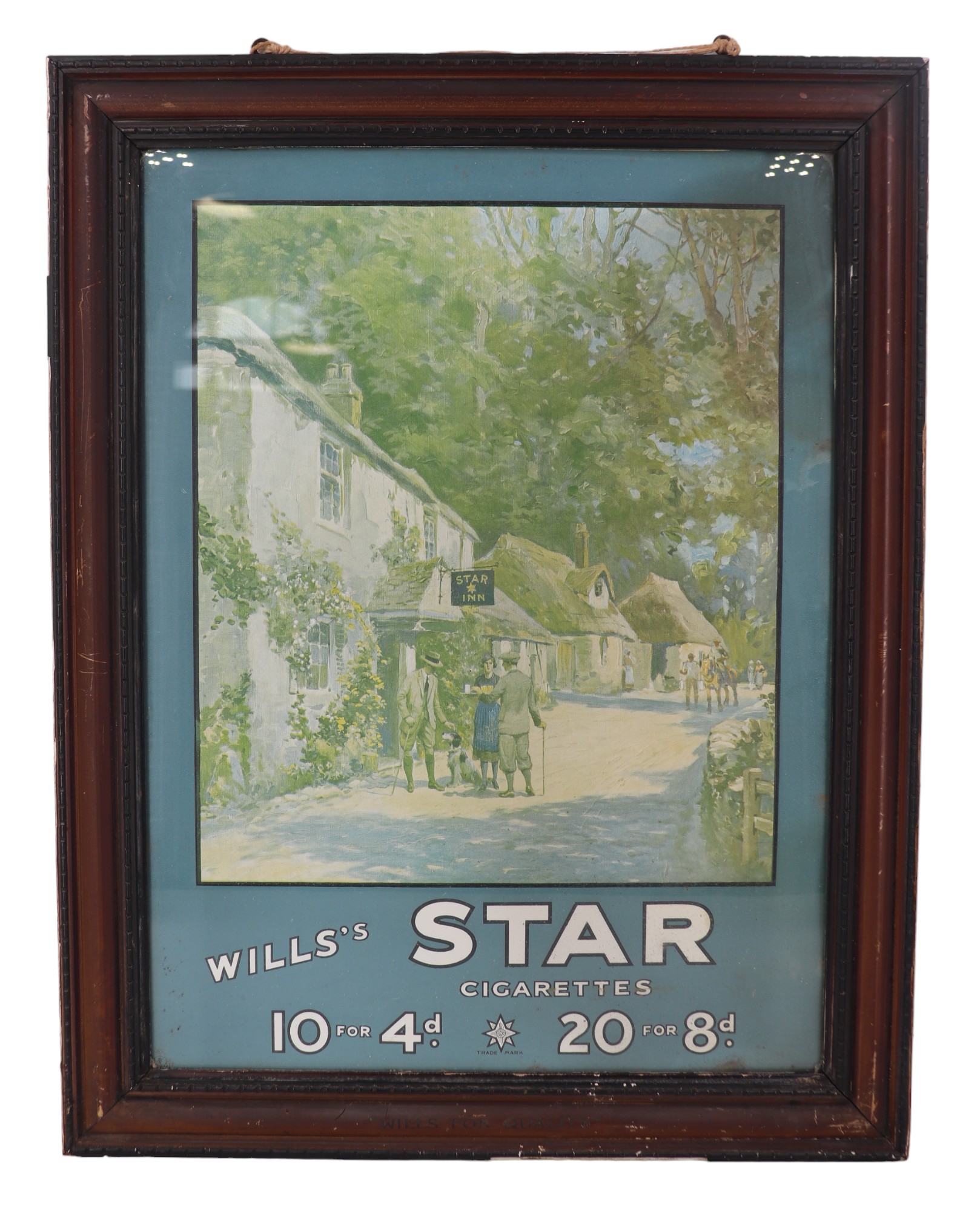 A Wills Star cigarettes advertisement print, framed and mounted under glass, 46 cm x 59 cm