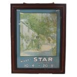 A Wills Star cigarettes advertisement print, framed and mounted under glass, 46 cm x 59 cm