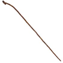 A rustic walking stick with pre-1953 Black Watch Association Badge affixed, 88 cm