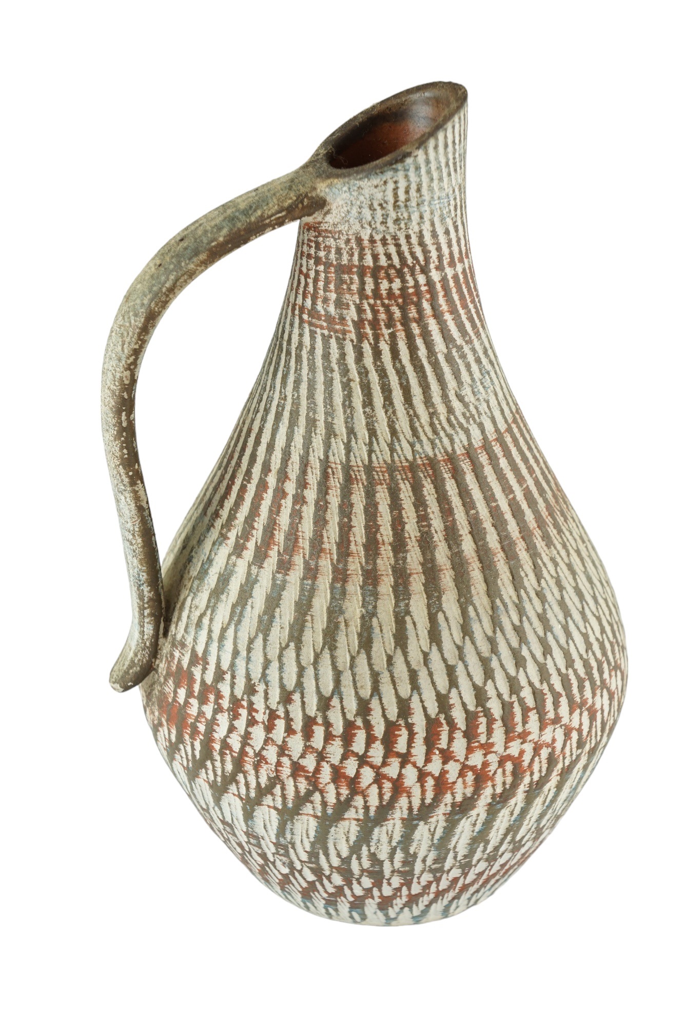 A mid-20th Century German Dumler Breiden studio pottery flower jug, sgraffito decorated and - Image 2 of 3