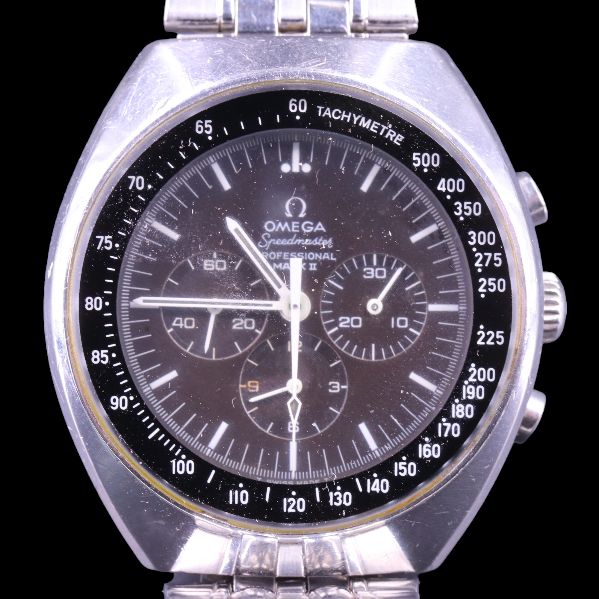 An Omega Speedmaster Professional Mark II stainless steel wristwatch, having a crown-wound calibre