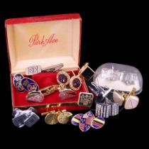A collection of kitsch and other dress cufflinks, circa 1960s and later