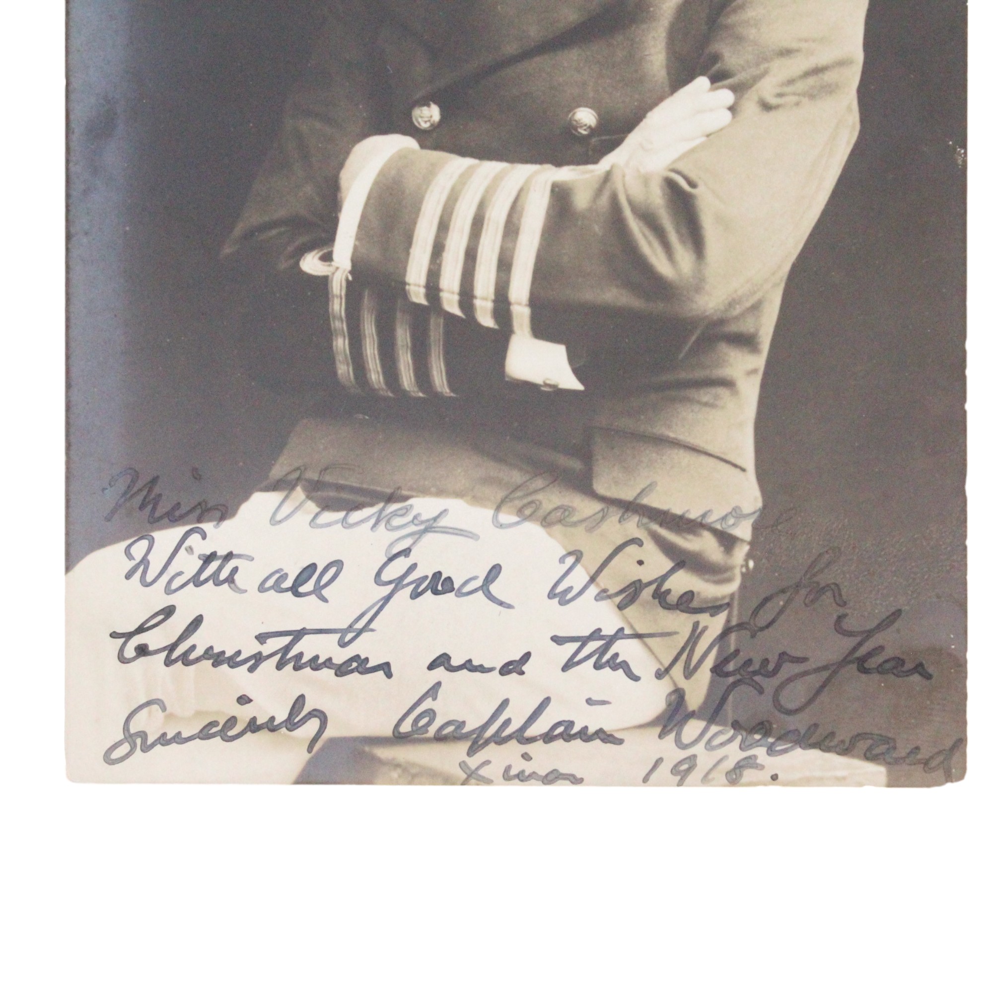 A period portrait photographic postcard of Captain Joseph Woodward, bearing an autograph - Image 3 of 3