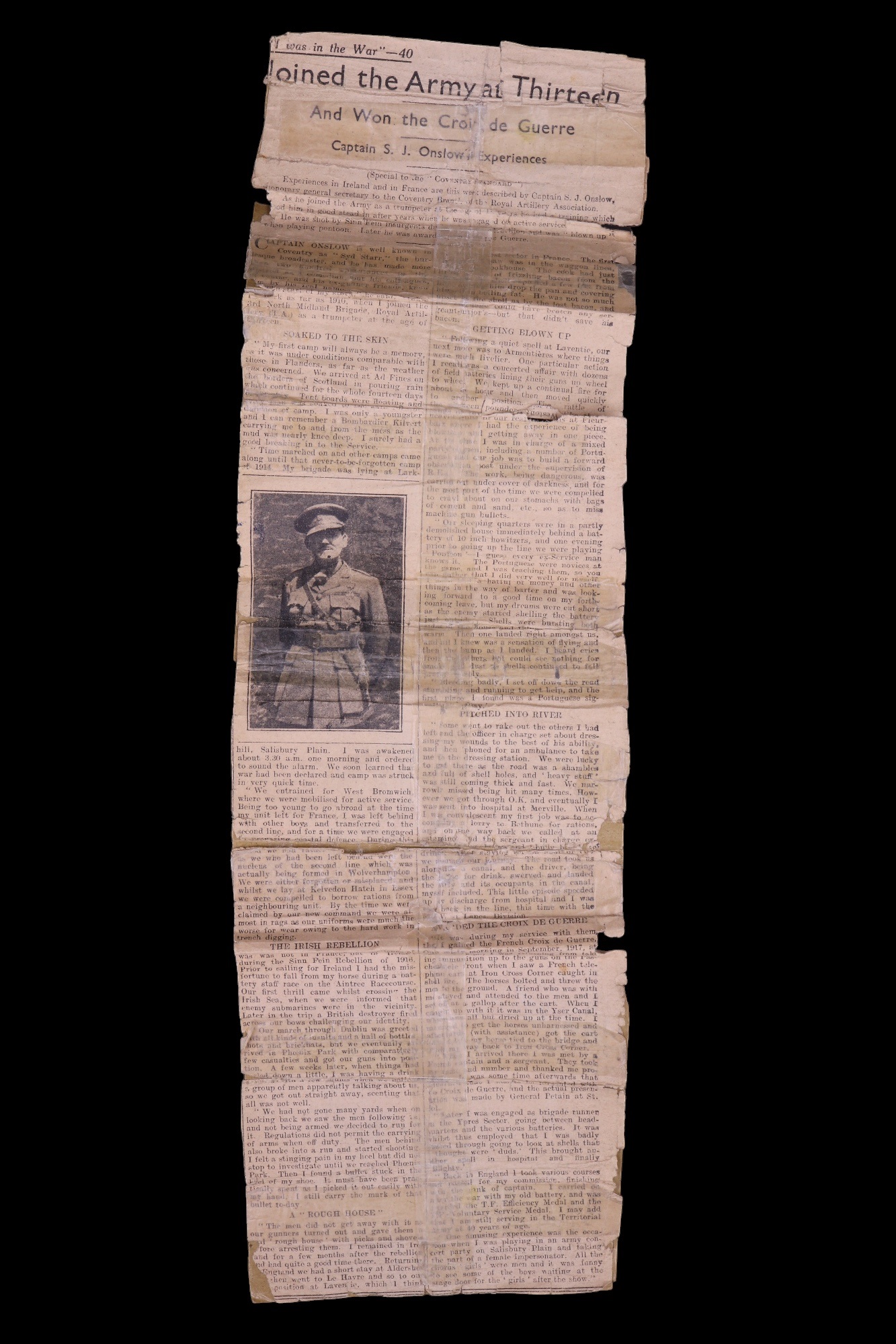 A Great War French Croix de Guerre and related press cutting pertaining to a Captain S J Onslow - Image 4 of 4