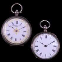 Two late 19th Century ladies' silver fob watches, (a/f)