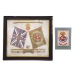 A Great War embroidered silk sampler commemorating the Northumberland Fusiliers, presented at