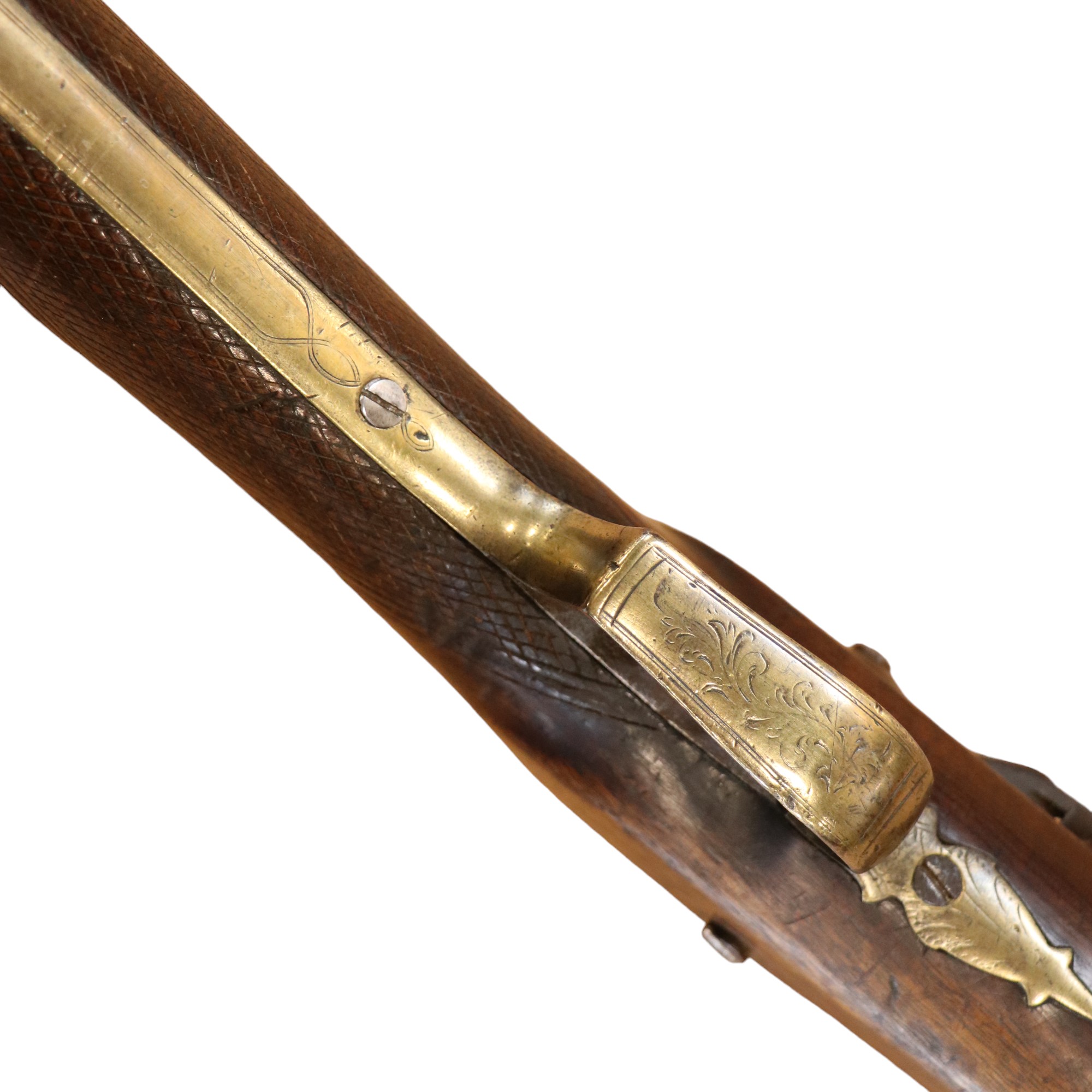 An early 19th Century flintlock rifle, having a 26-inch sighted octagonal barrel with nine-groove - Image 4 of 4