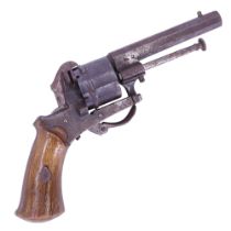 A 19th Century Liege pinfire six-shot pocket revolver, having an 8.5 cm barrel