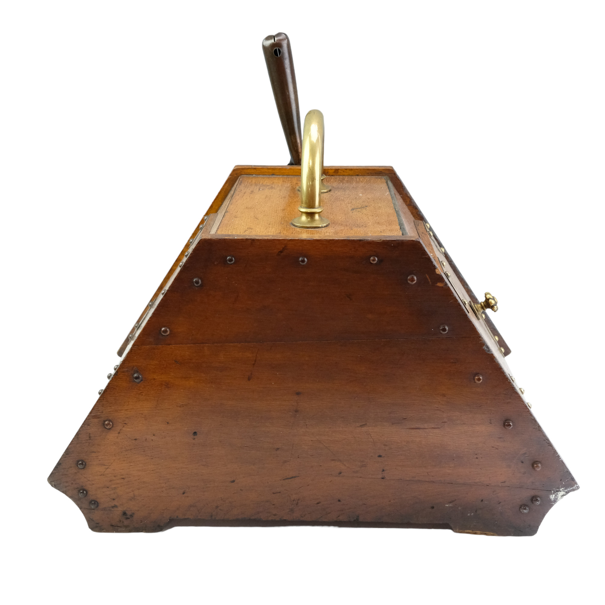 A Victorian brass-mounted oak coal box - Image 3 of 5