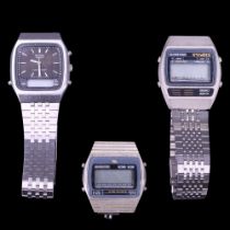 A Seiko Alarm Chronograph digital analogue stainless steel wristwatch together with a Shivas and