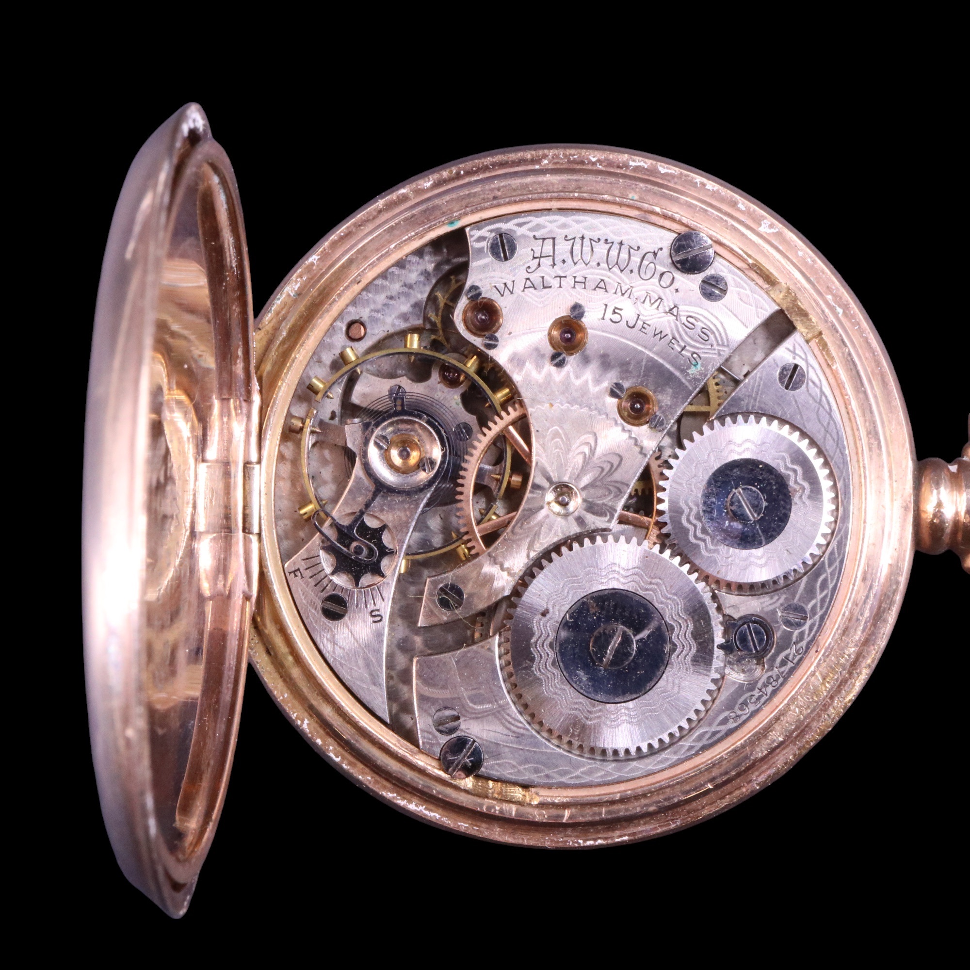 An early 20th Century Waltham rolled-gold half-hunter pocket watch, having a crown-wound 15-jewel - Image 3 of 5