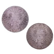 Two silver Austrian Maria Theresia one thaler coins