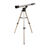 A Simmons telescope, with star spotter, equatorial mount and tripod, scope 92 cm, (optics clear)