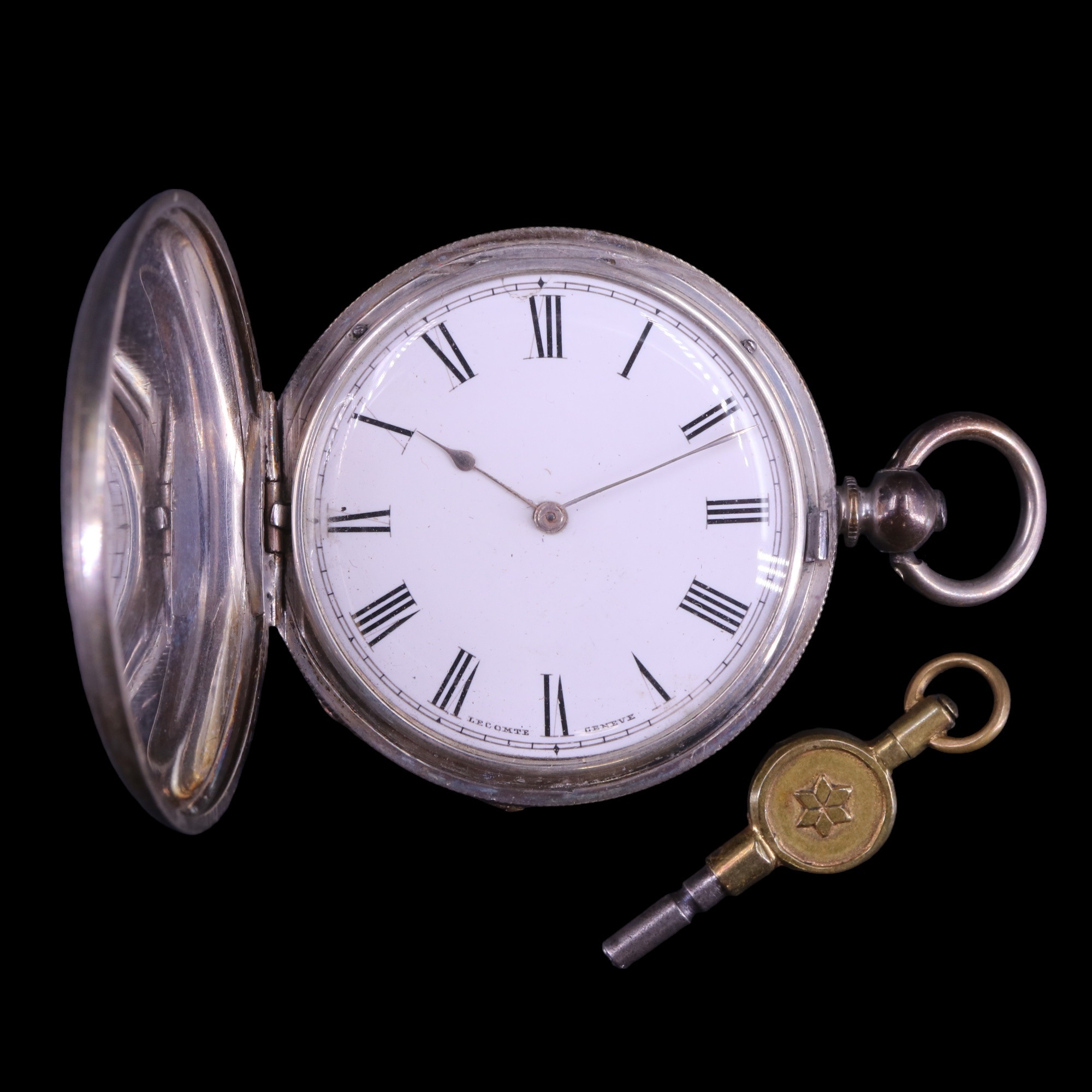 A late 19th Century Swiss silver pocket watch by Lecomte of Geneva, having a 15 ligne key-wound - Image 2 of 6