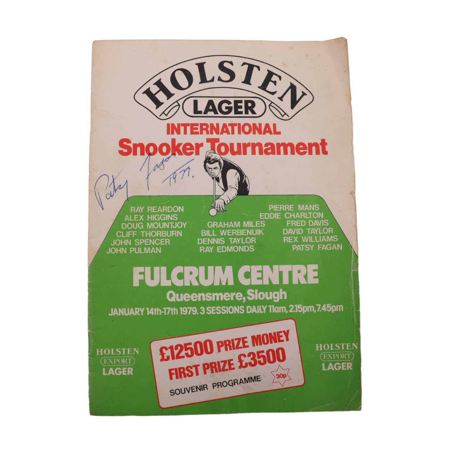 [ Autograph ] A 1979 Holsten Lager International Snooker Tournament souvenir programme bearing